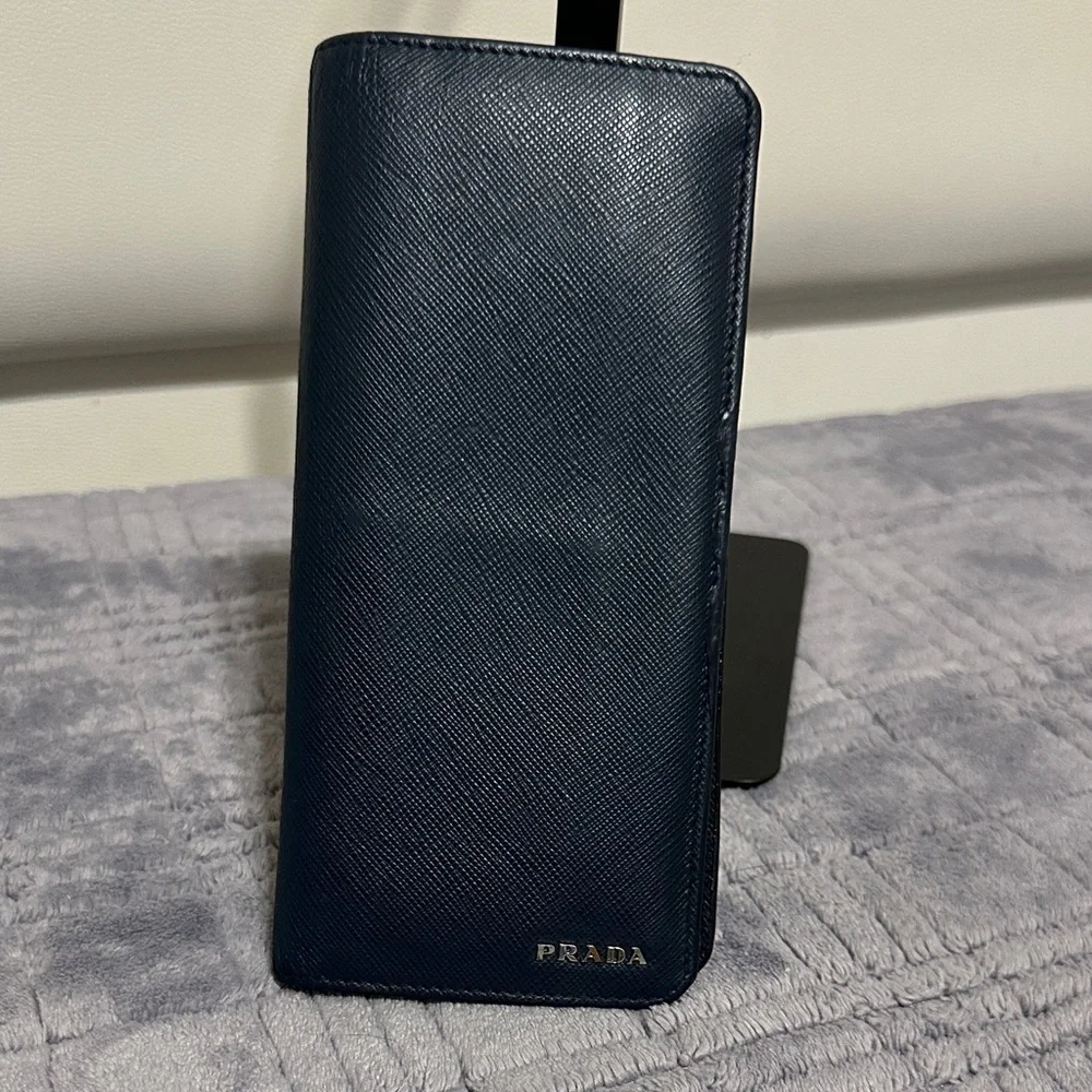Prada Midnight Blue Leather Bifold Wallet